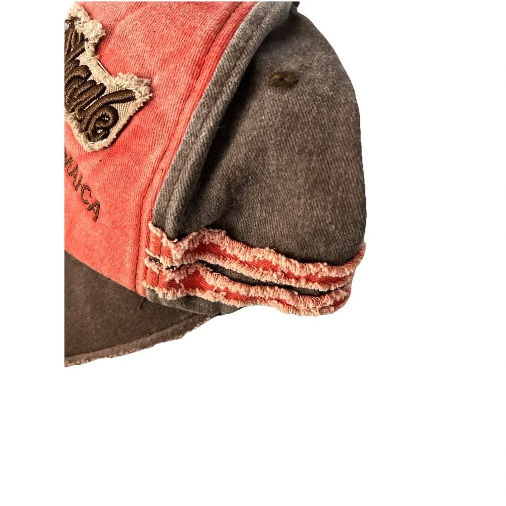 Rock Shark Baseball Hat One Size Distressed Rust Red With‎ Brown Y2K Casual Dad